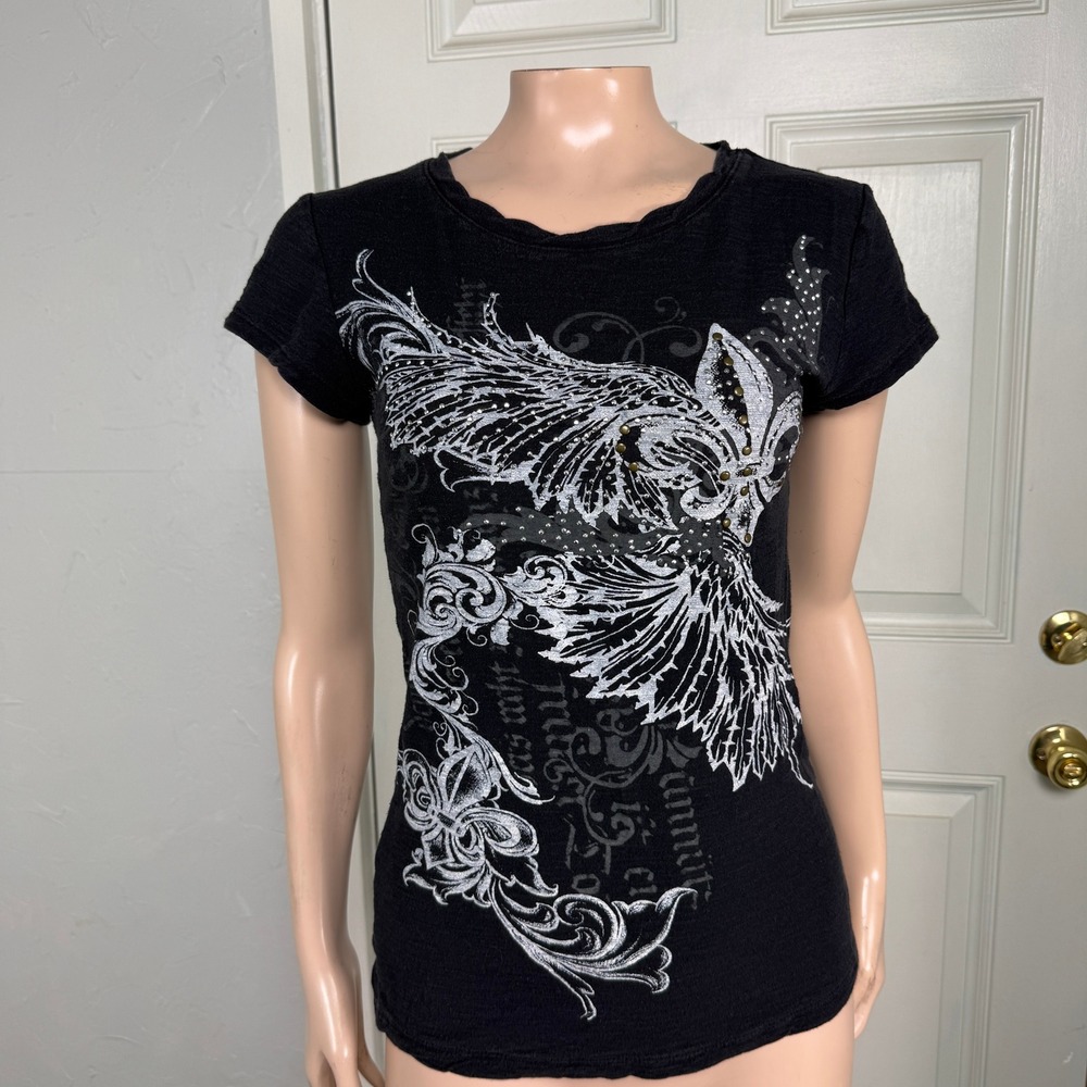 Vintage Y2K Ocasion Shirt Large Cotton Baby Short sleeve T-shirt Cut tie wing Q3